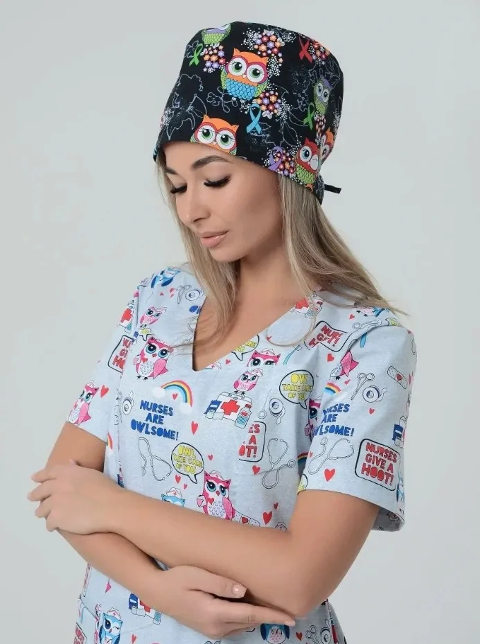 Колпак SVforma для медработников "Совы" с принтами - фото 5
