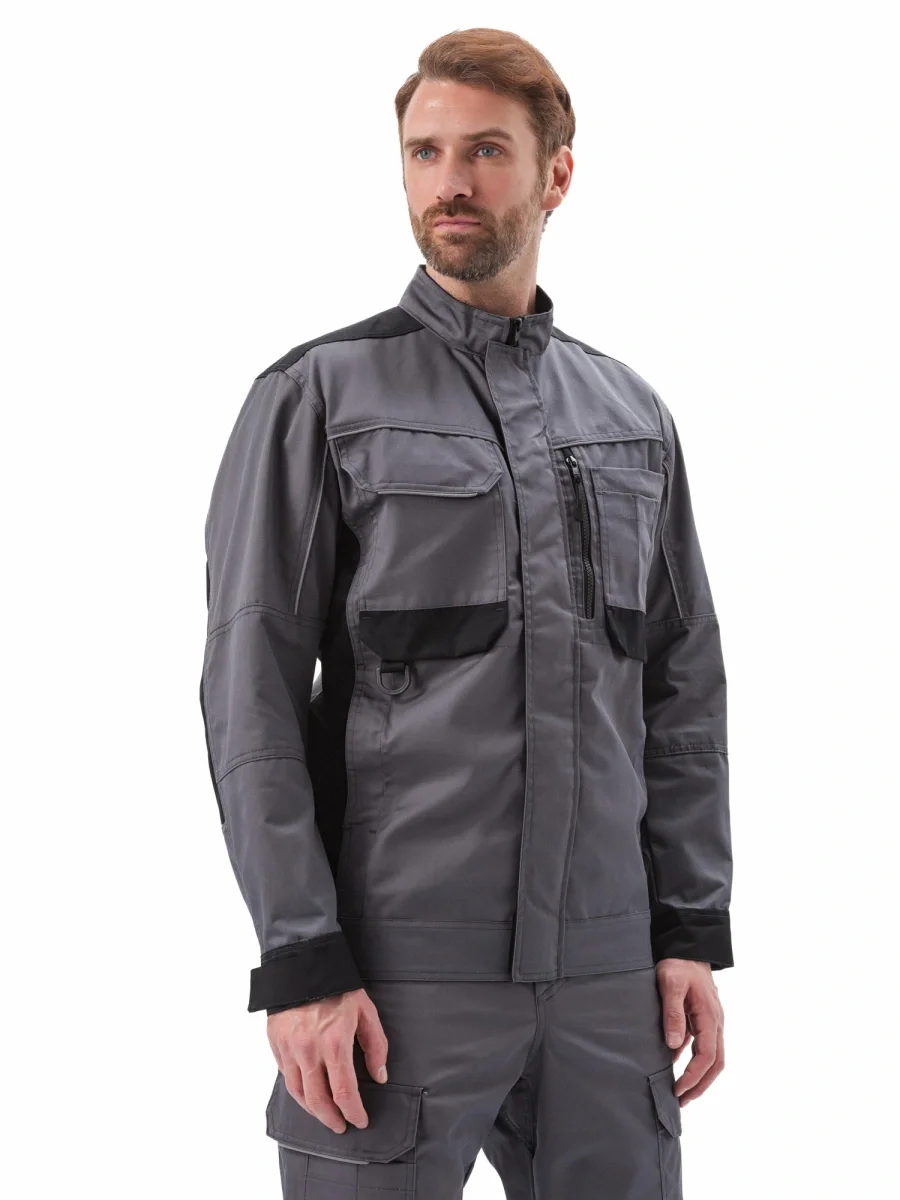 Костюм "ГОРОД" куртка/полукомб. цвет: Т.СЕРЫЙ/ЧЕРНЫЙ - фото 1