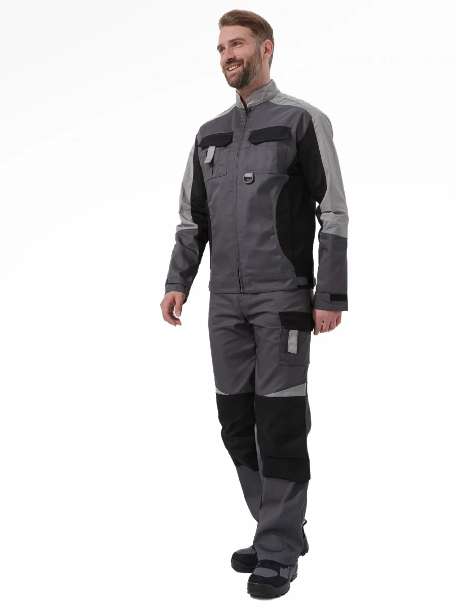 Костюм "МЕГА" куртка/полукомбинезон, цвет: Т.СЕРЫЙ/ЧЕРНЫЙ/СВ.СЕРЫЙ - фото 2