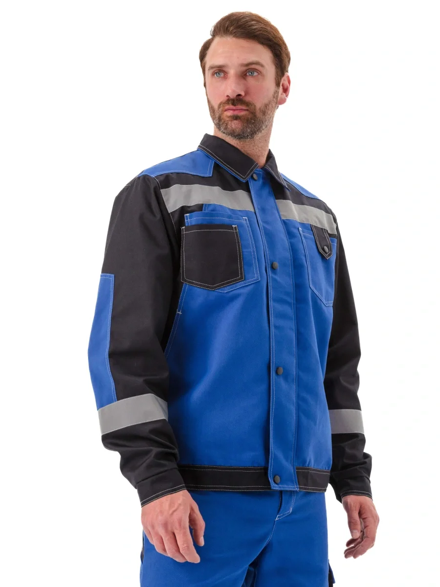 Костюм мужской "Волгарь" летний с брюками василек/черный - фото 1