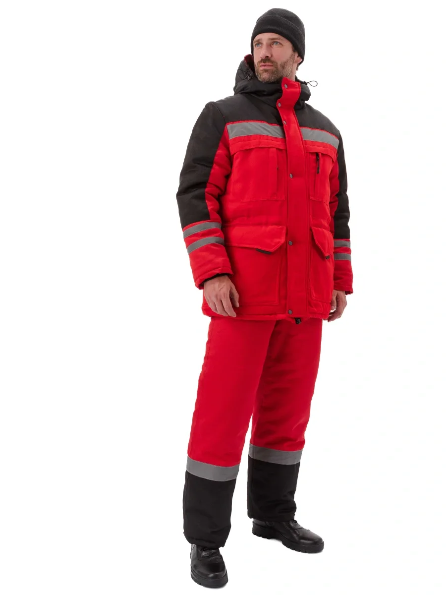 Костюм зимний "ЗИМНИК" куртка/брюки, цвет: красный/черный - фото 2