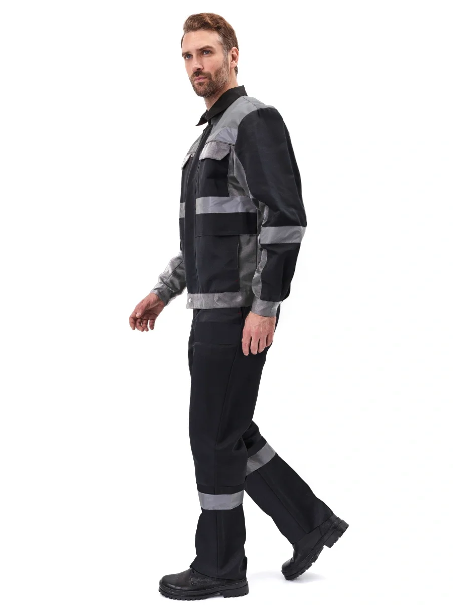 Костюм "РЕСПЕКТ" куртка/полукомб. цвет: ЧЕРНЫЙ/СЕРЫЙ - фото 4