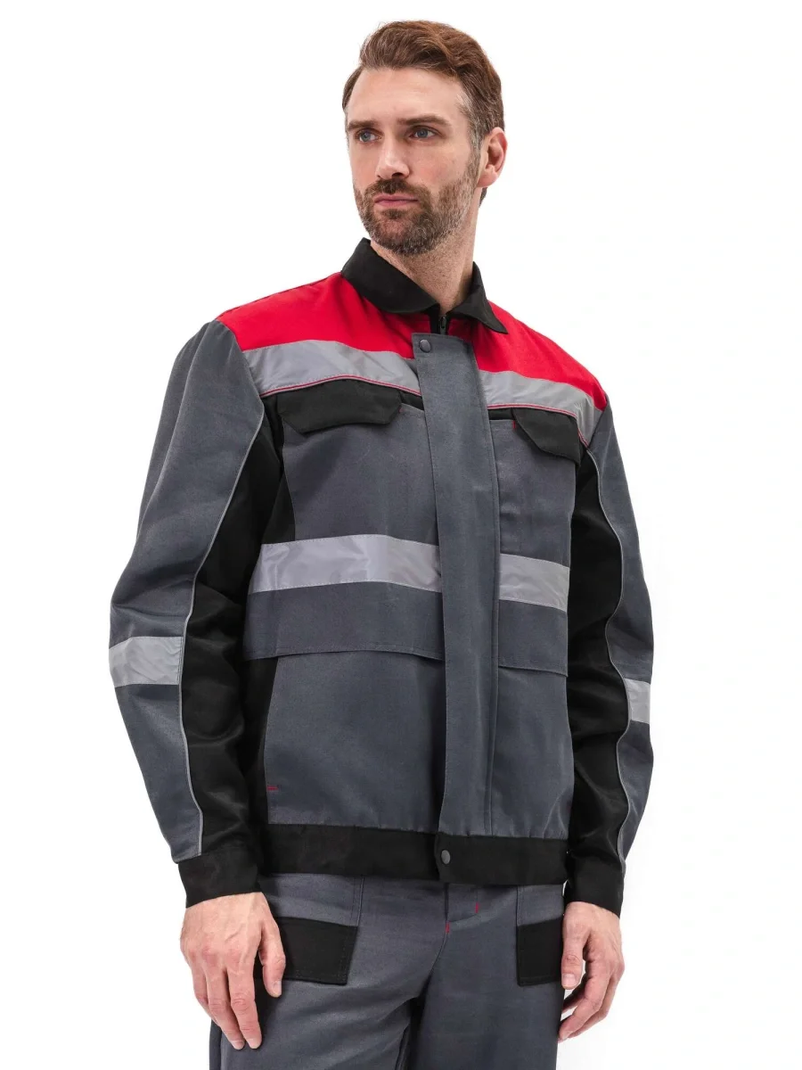 Костюм "РЕСПЕКТ" куртка/полукомб. цвет: СЕРЫЙ/ЧЕРНЫЙ - фото 1