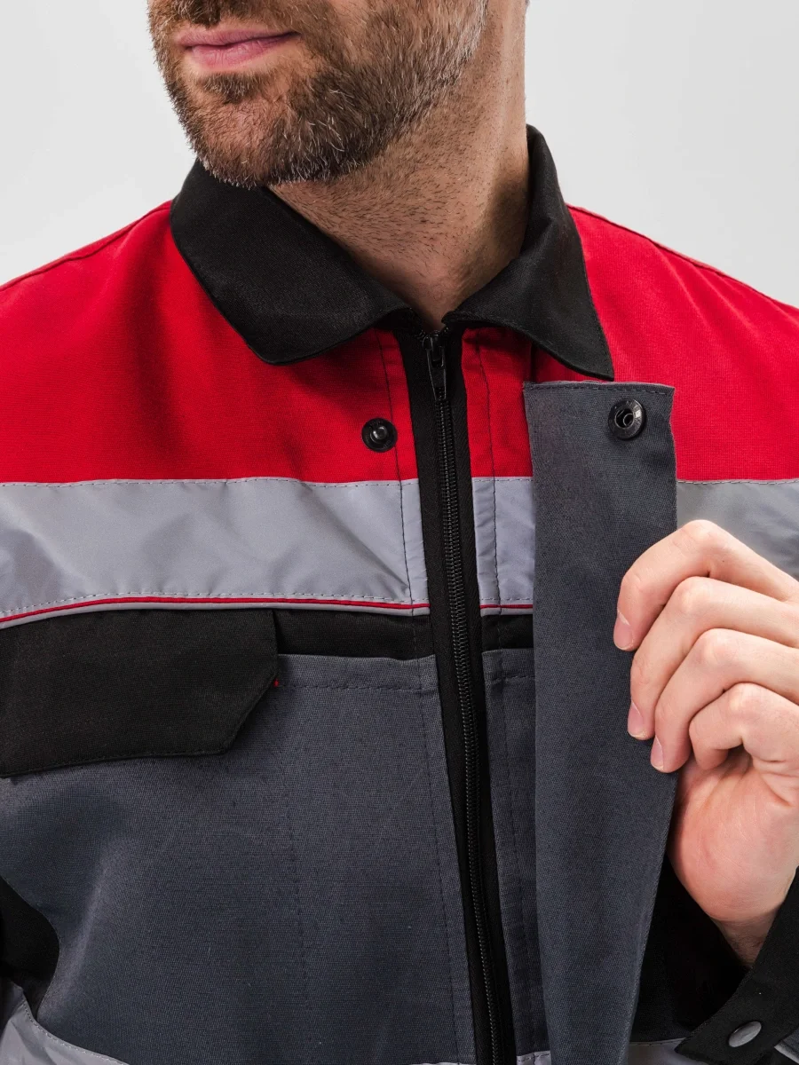 Костюм "РЕСПЕКТ" куртка/полукомб. цвет: СЕРЫЙ/ЧЕРНЫЙ - фото 8