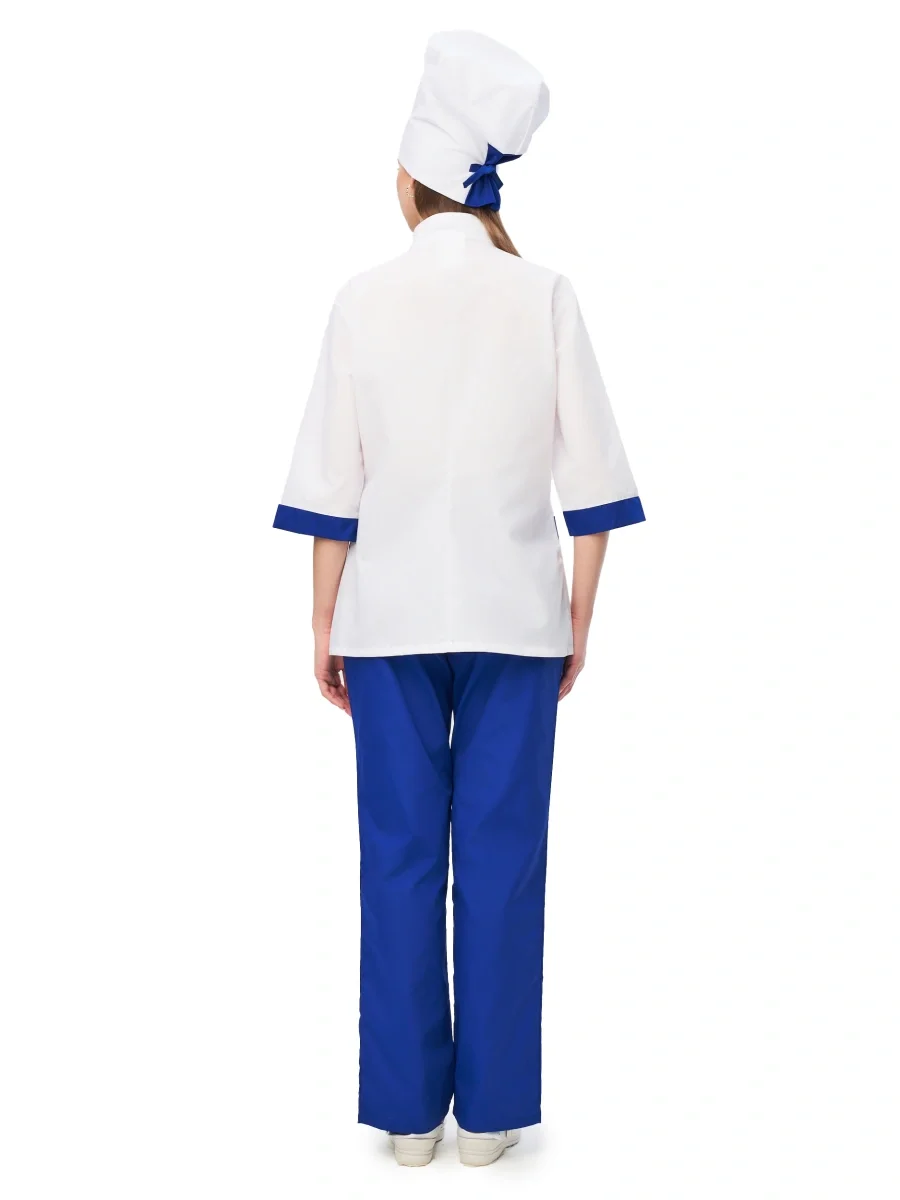 Костюм повара женский "Фламбе" белый с васильковым - фото 5