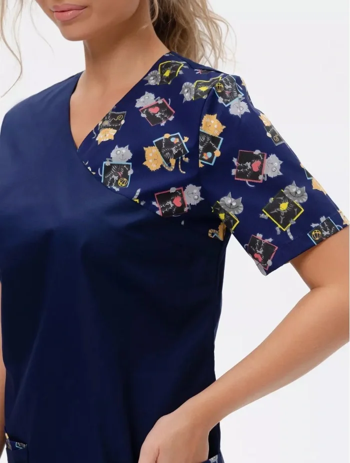 Костюм женский "Котики" т.-синий - фото 13