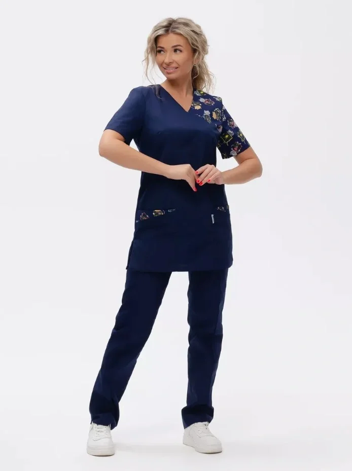 Костюм женский "Котики" т.-синий - фото 7