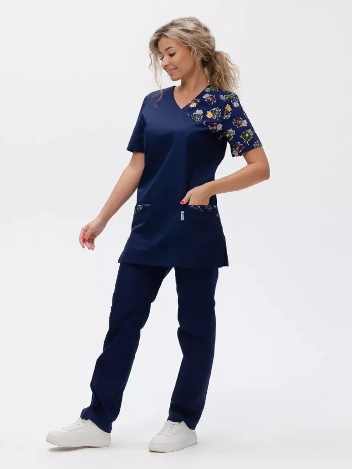 Костюм женский "Котики" т.-синий - фото 8