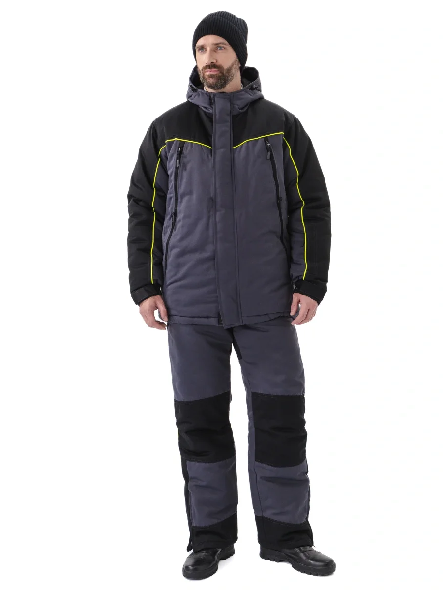 Костюм зимний "БУРАН" куртка/полукомб. цвет:Т.СЕРЫЙ/ЧЕРНЫЙ - фото 3