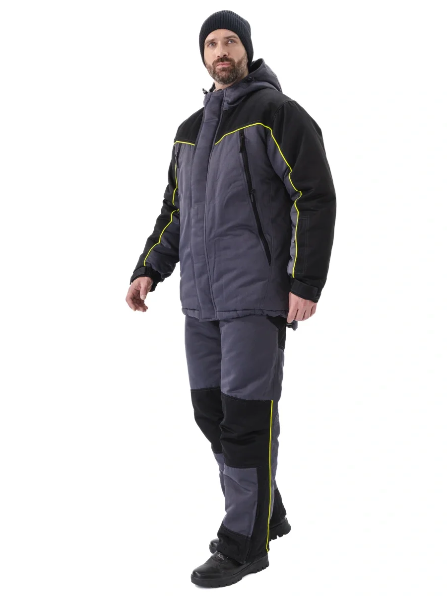 Костюм зимний "БУРАН" куртка/полукомб. цвет:Т.СЕРЫЙ/ЧЕРНЫЙ - фото 4