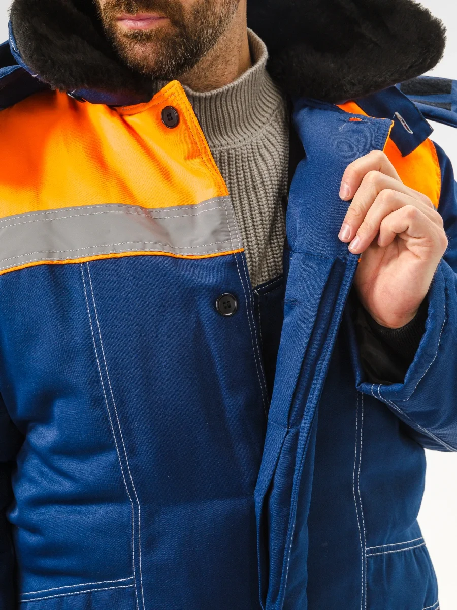 Костюм зимний "ВЬЮГА" куртка/полукомб. цвет: т.синий/оранжевый - фото 11