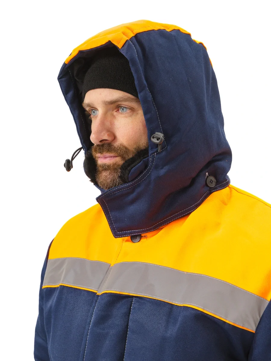 Куртка зимняя "УРАЛ" цвет: т.синий/оранжевый - фото 3