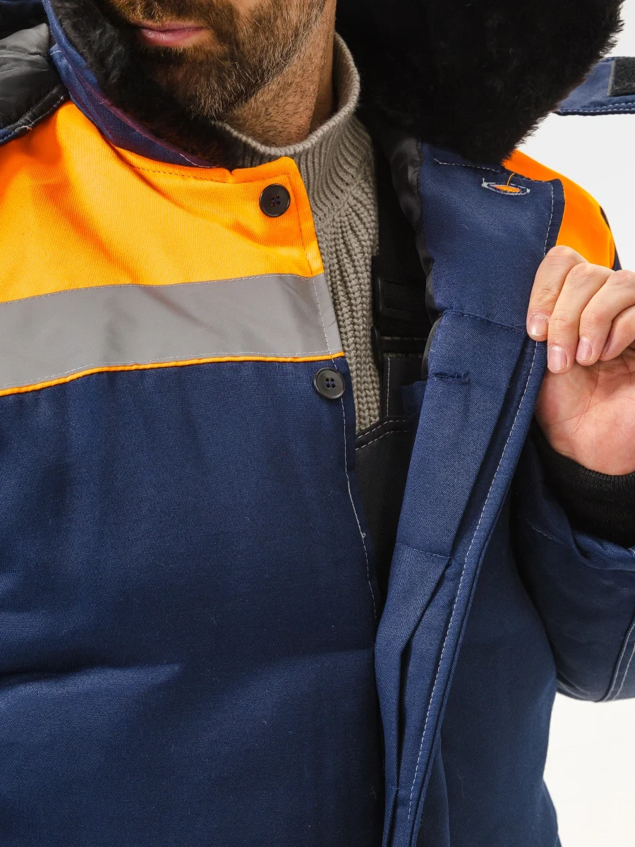 Куртка зимняя "УРАЛ" цвет: т.синий/оранжевый - фото 6