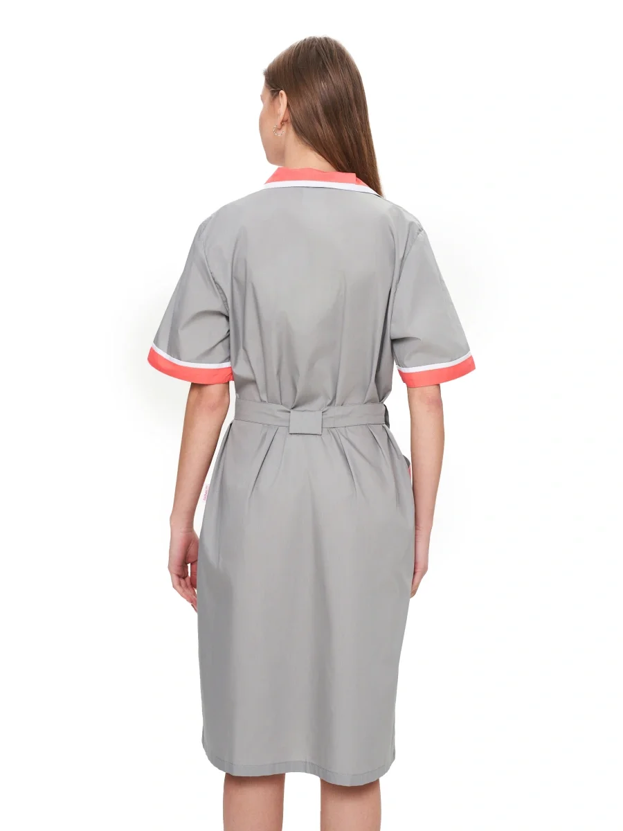Халат женский "Прибой" цвет св.серый/коралловый/белый СКИДКА 20% - фото 3