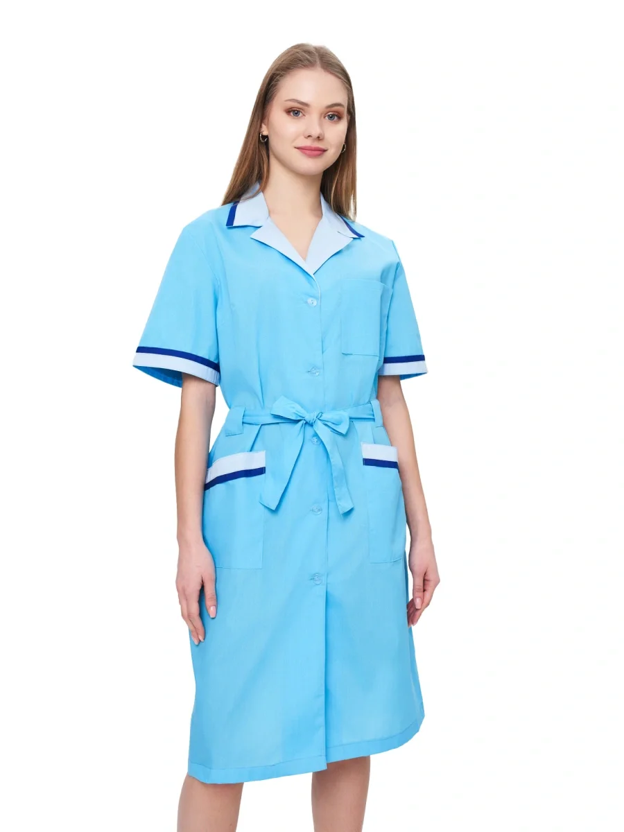 Халат женский "Прибой" цвет голубой/св.голубой/василек СКИДКА 20% - фото 1