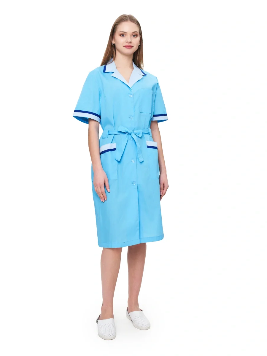 Халат женский "Прибой" цвет голубой/св.голубой/василек СКИДКА 20% - фото 2