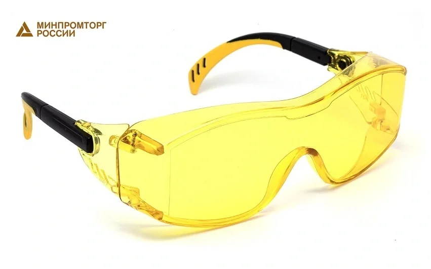 Очки защитные открытые поликарбонатные ЕЛАНПЛАСТ ПРАКТИК желтые (ОЧК302) - фото 1