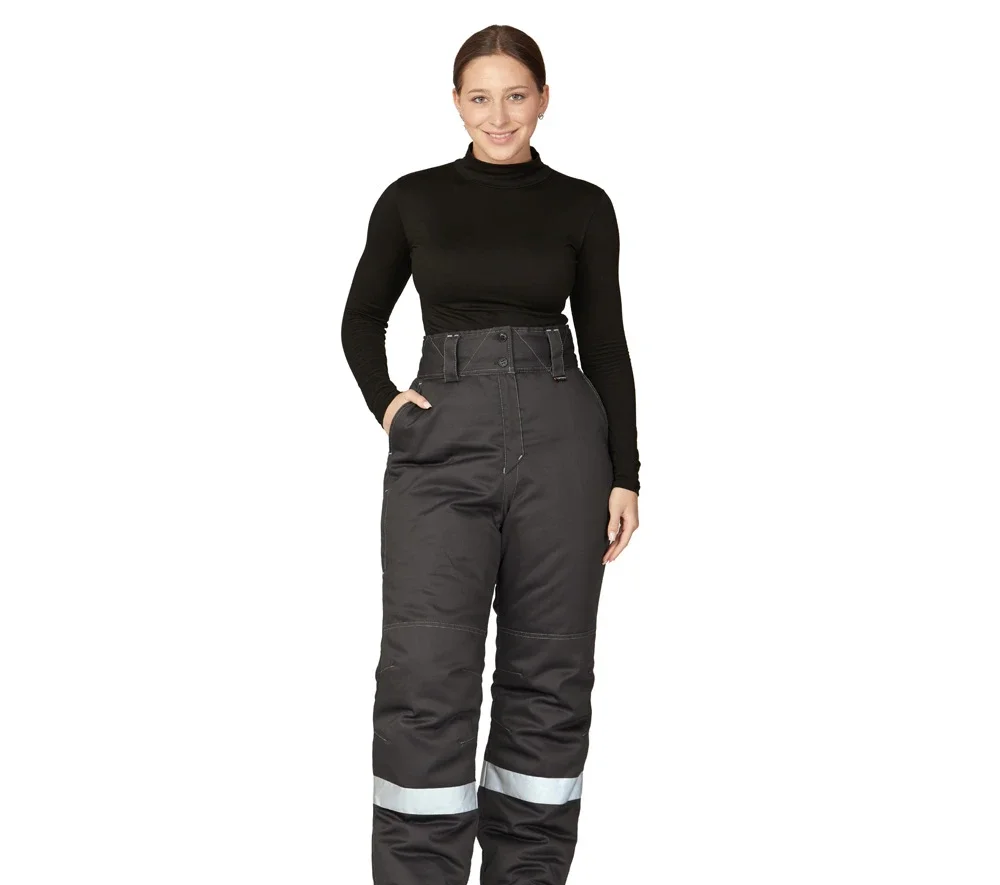 Брюки женские утеплённые "Бренд" тёмно-серые - фото 2