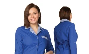 Халат женский "Хозяюшка" василёк/полоска - фото 6