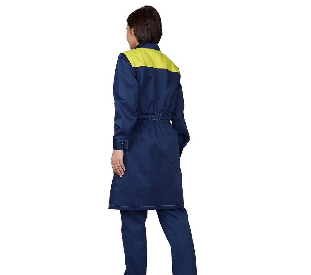 Халат женский "Пантеон" синий/жёлтый из облегчённой ткани - фото 5