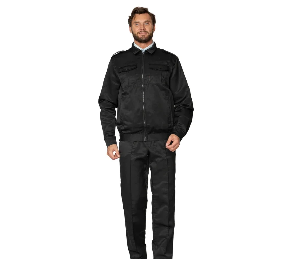 Костюм мужской "Альфа" чёрный (куртка и брюки) для охранников - фото 2