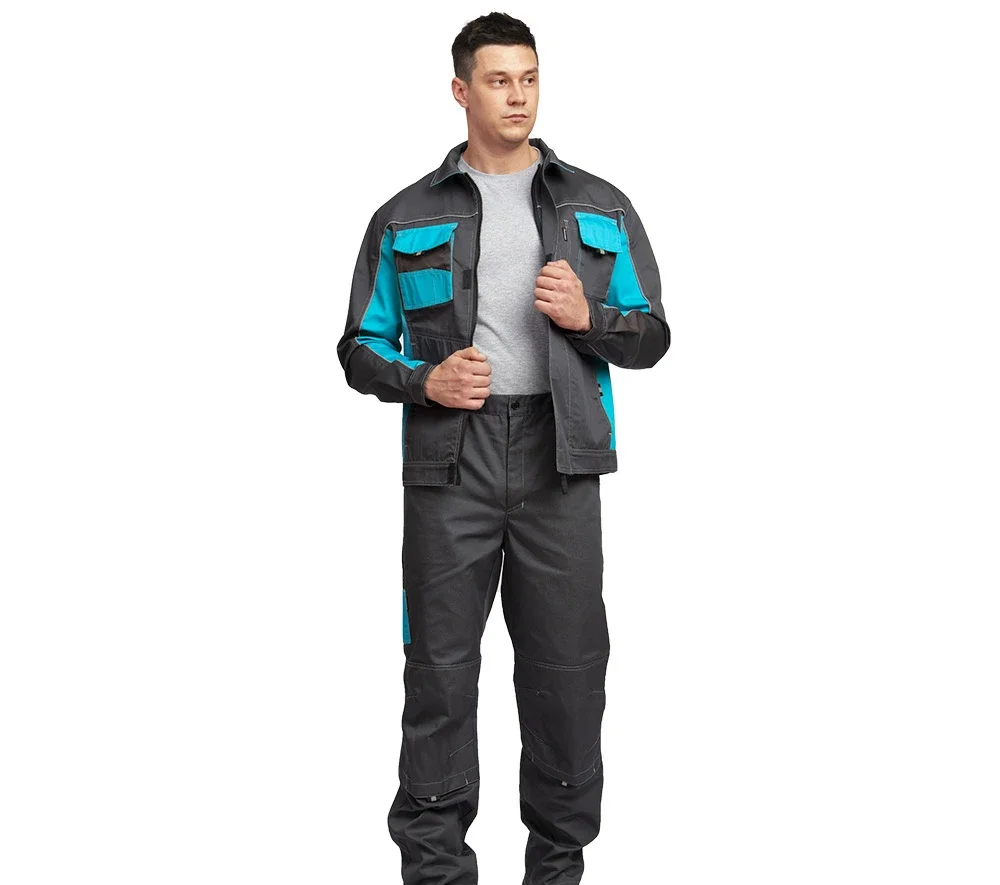 Костюм мужской "Бренд 1 2020" серый/бирюза (куртка и брюки) - фото 5