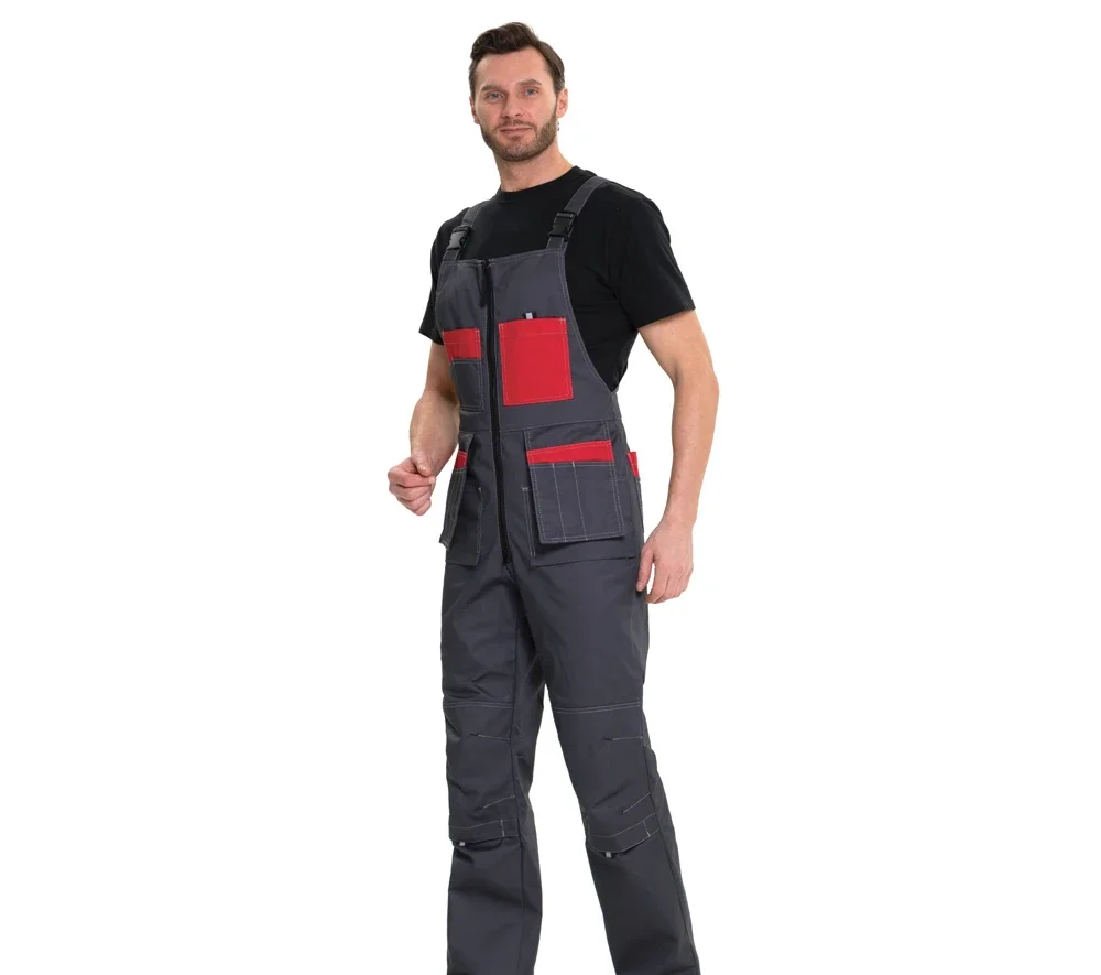 Костюм мужской "Бренд 2 2020" тёмно-серый/красный (куртка и полукомбинезон) - фото 10