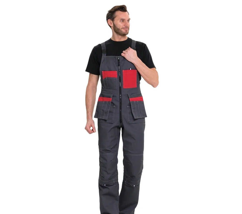 Костюм мужской "Бренд 2 2020" тёмно-серый/красный (куртка и полукомбинезон) - фото 8