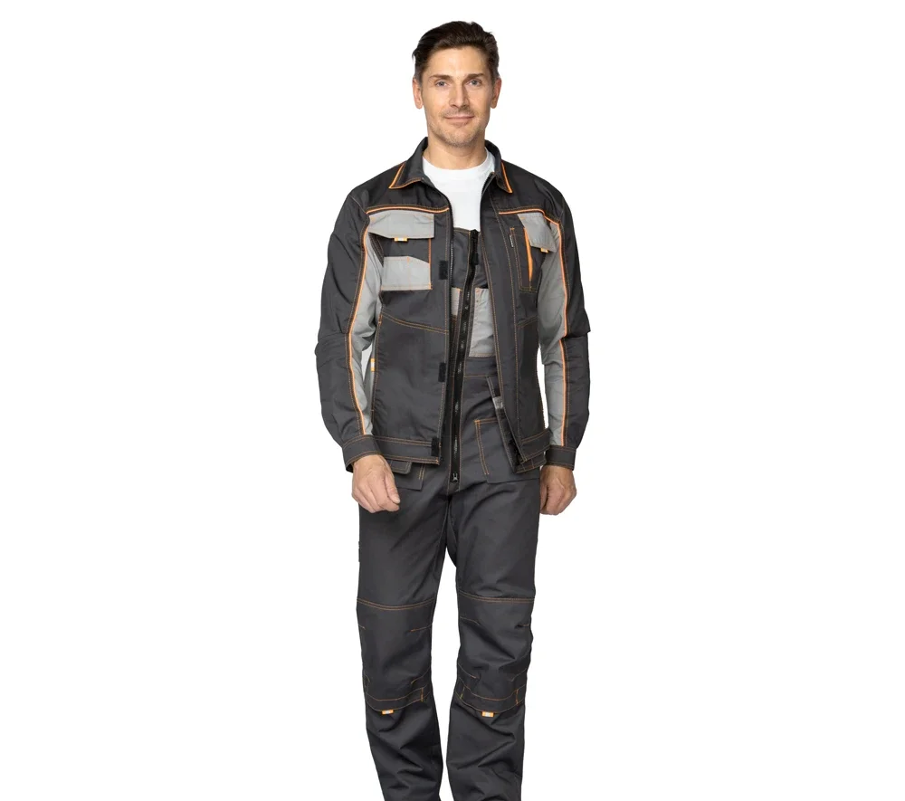 Костюм мужской "Бренд 2 2020" тёмно-серый/светло-серый (куртка и полукомбинезон) - фото 6