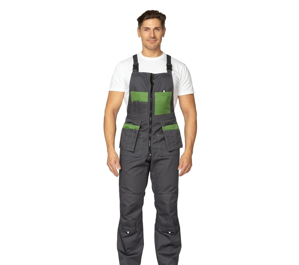 Костюм мужской "Бренд 2 2020" тёмно-серый/зелёный (куртка и полукомбинезон) - фото 11