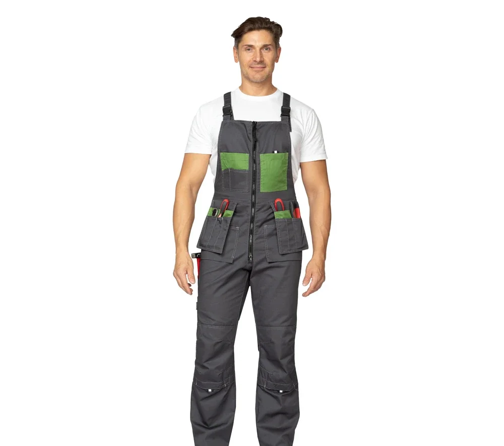 Костюм мужской "Бренд 2 2020" тёмно-серый/зелёный (куртка и полукомбинезон) - фото 14