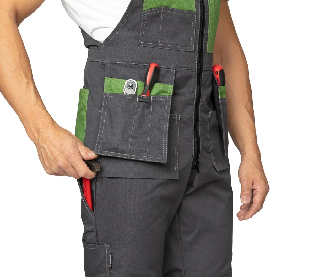 Костюм мужской "Бренд 2 2020" тёмно-серый/зелёный (куртка и полукомбинезон) - фото 16