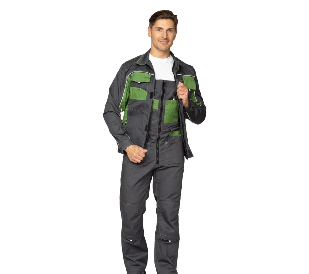 Костюм мужской "Бренд 2 2020" тёмно-серый/зелёный (куртка и полукомбинезон) - фото 4