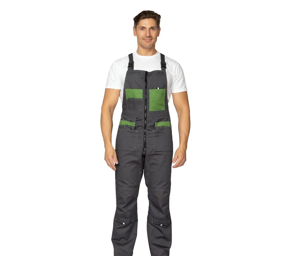 Костюм мужской "Бренд 2 2020" тёмно-серый/зелёный (куртка и полукомбинезон) - фото 6