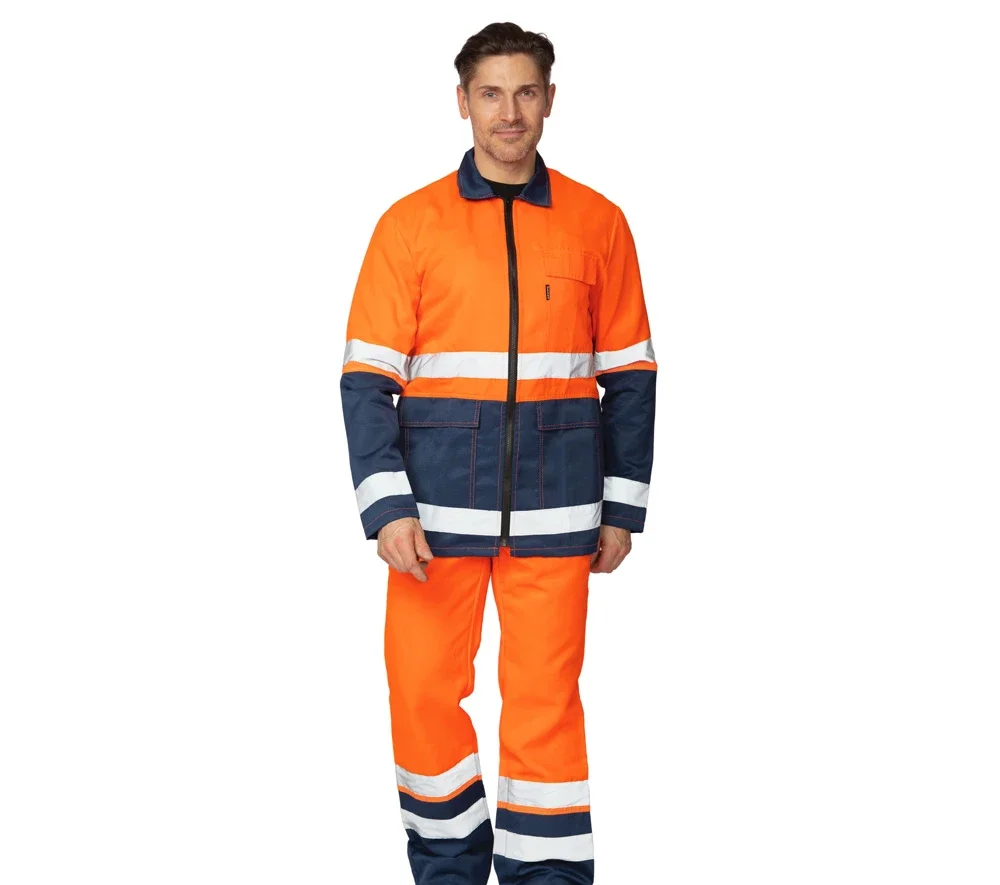 Костюм мужской летний "Спектр 2М" оранжевый/синий 3 класса сигнальной защиты (куртка и полукомбинезон) - фото 2