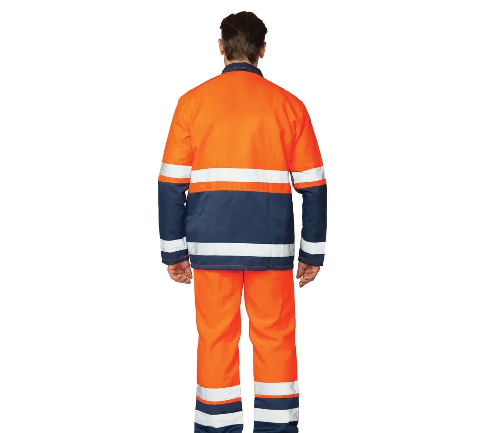 Костюм мужской летний "Спектр 2М" оранжевый/синий 3 класса сигнальной защиты (куртка и полукомбинезон) - фото 4