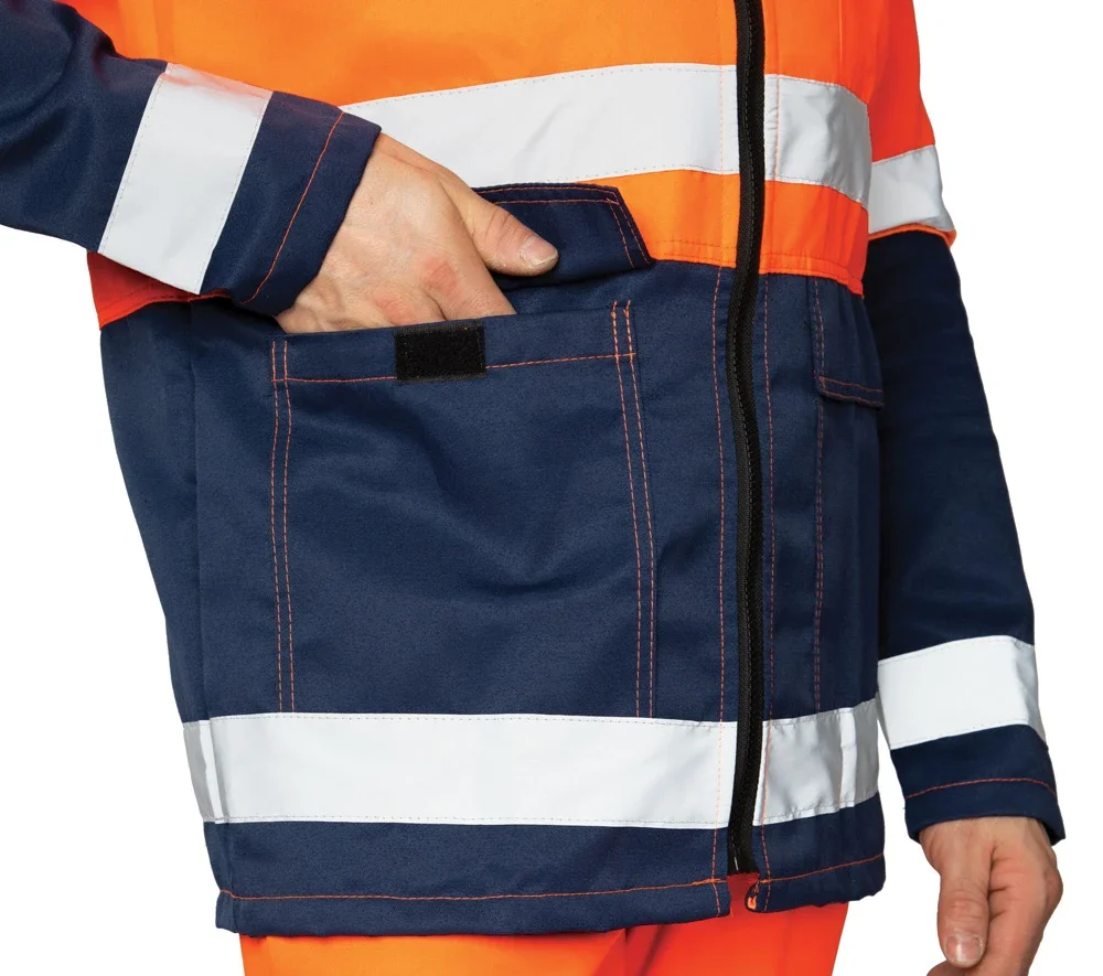 Костюм мужской летний "Спектр 2М" оранжевый/синий 3 класса сигнальной защиты (куртка и полукомбинезон) - фото 8