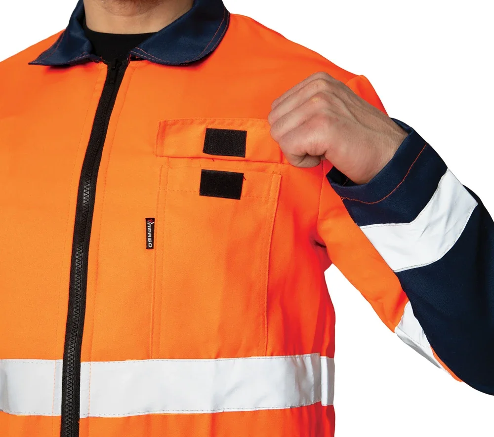 Костюм мужской летний "Спектр 2М" оранжевый/синий 3 класса сигнальной защиты (куртка и полукомбинезон) - фото 9