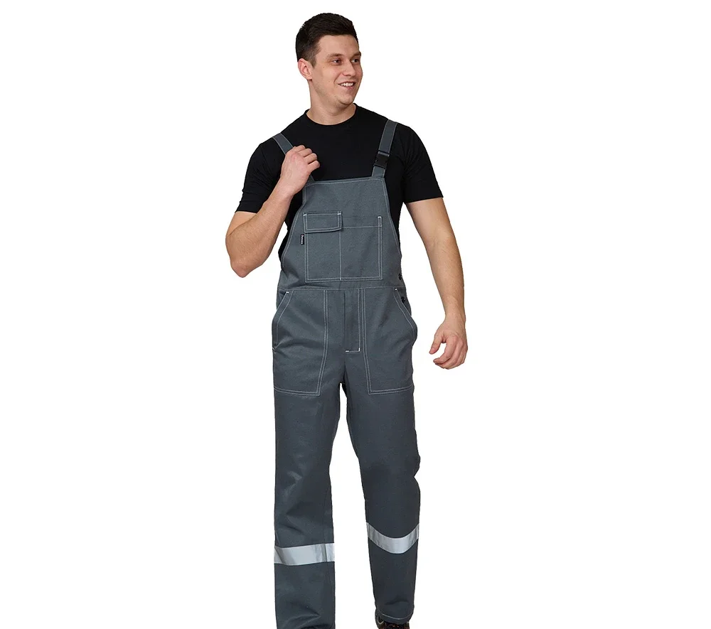 Костюм мужской "Пантеон 2 СОП" тёмно-серый/красный (куртка и полукомбинезон) - фото 4