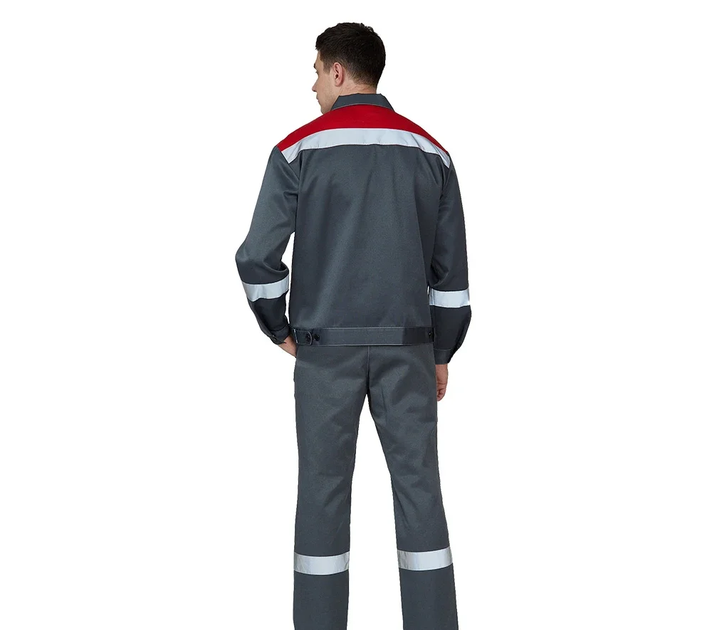 Костюм мужской "Пантеон 2 СОП" тёмно-серый/красный (куртка и полукомбинезон) - фото 6