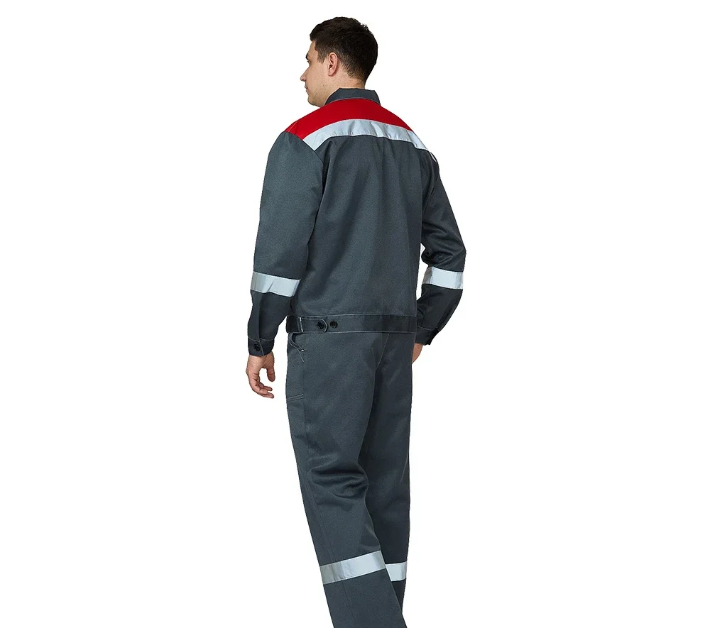 Костюм мужской "Пантеон СОП" тёмно-серый/красный (куртка и брюки) - фото 4