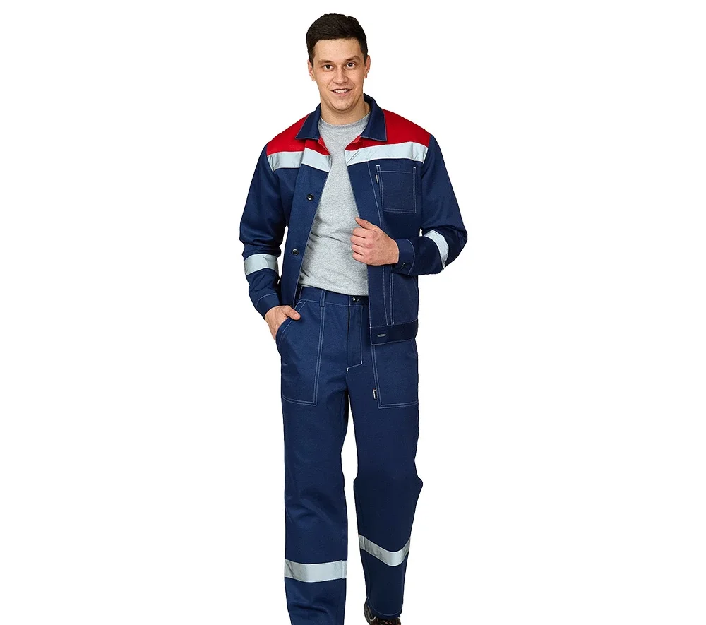 Костюм мужской "Пантеон СОП" тёмно-синий/красный (куртка и брюки) - фото 3