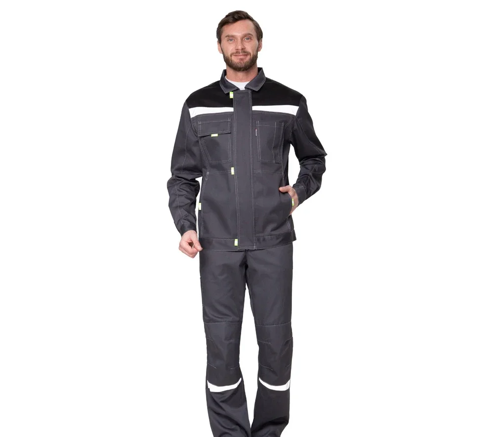 Костюм мужской "Профессионал 1" серый/чёрный (куртка и брюки) - фото 2