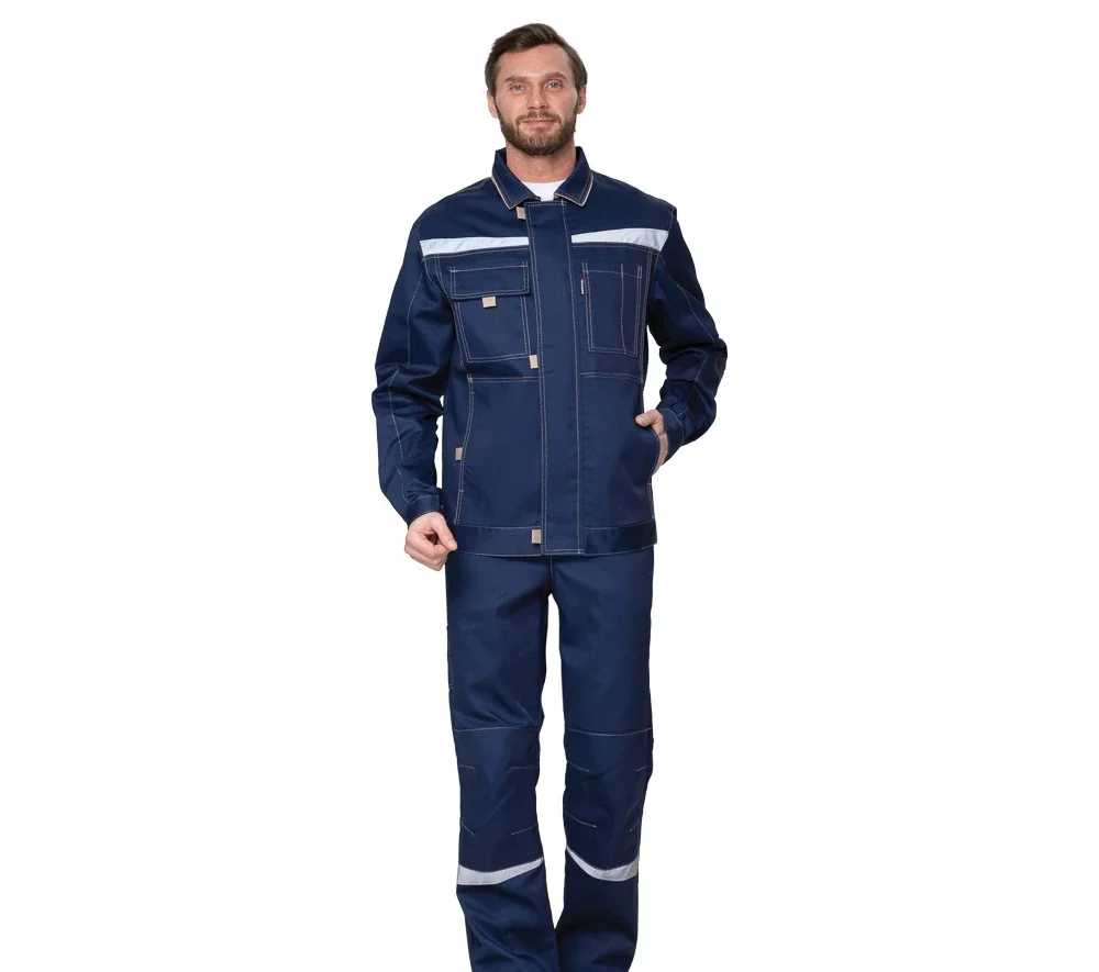 Костюм мужской "Профессионал 1" синий/бежевый (куртка и брюки) - фото 2
