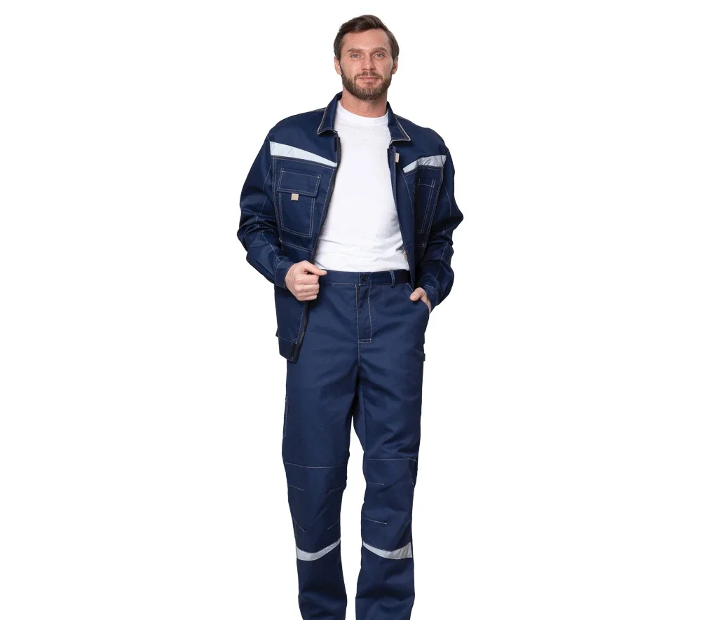 Костюм мужской "Профессионал 1" синий/бежевый (куртка и брюки) - фото 4