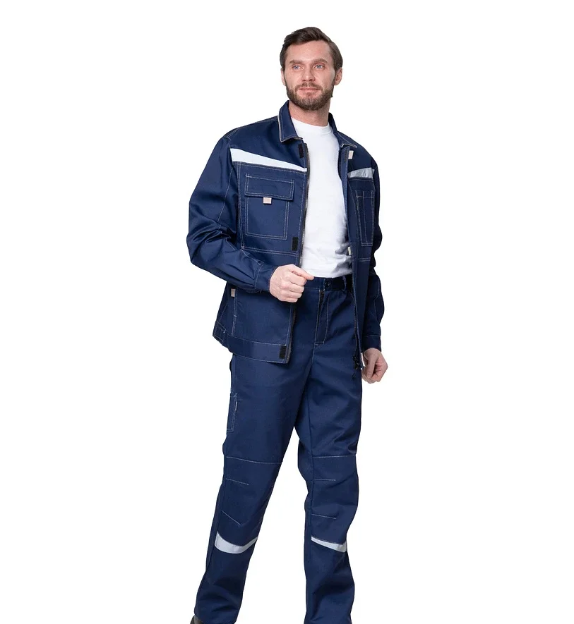 Костюм мужской "Профессионал 1" синий/бежевый (куртка и брюки) - фото 5