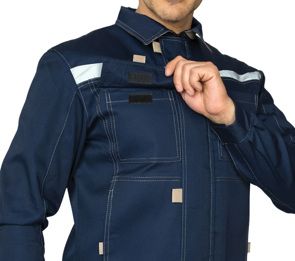 Костюм мужской летний "Профессионал 2 СОП" тёмно-синий/бежевый (куртка и полукомбинезон) - фото 10