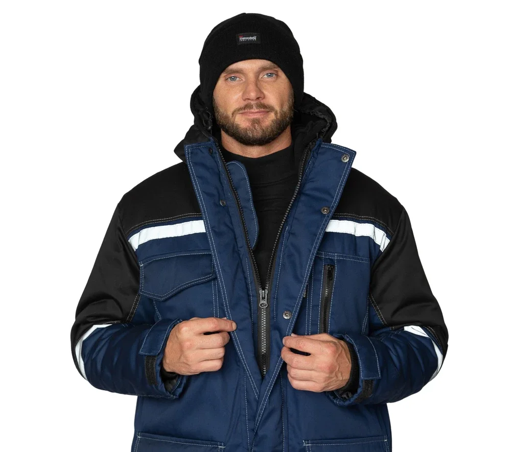 Костюм мужской утеплённый "Азимут" синий/чёрный (куртка и брюки) - фото 14