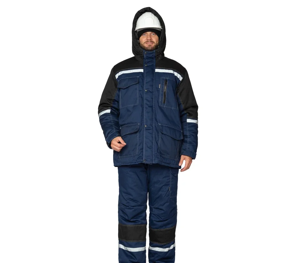 Костюм мужской утеплённый "Азимут" синий/чёрный (куртка и брюки) - фото 9