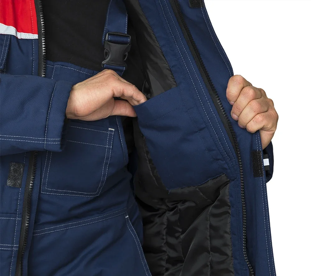 Костюм мужской утеплённый "Профессионал 2" тёмно-синий/красный (куртка и полукомбинезон) - фото 6